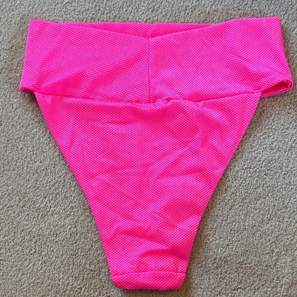 Aerie High-Waist Bikini Bottoms in Black and Hot Pink - Picture 7 of 8